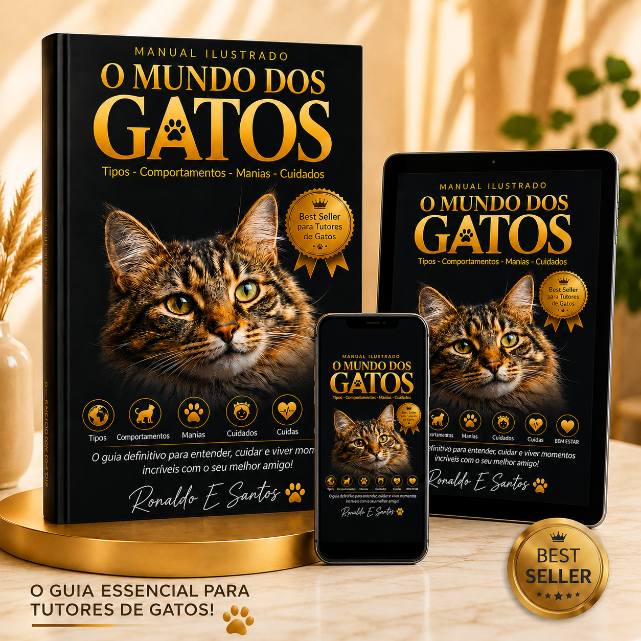 O Mundo dos Gatos em livro, tablet e celular